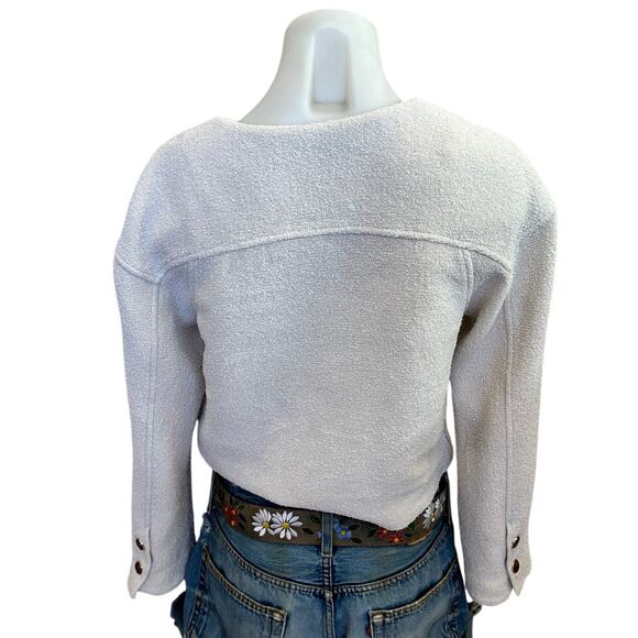 Tanya Taylor Winter White Tweed Blazer XS Boxy Boucle Professional Designer $565 - Picture 9 of 10